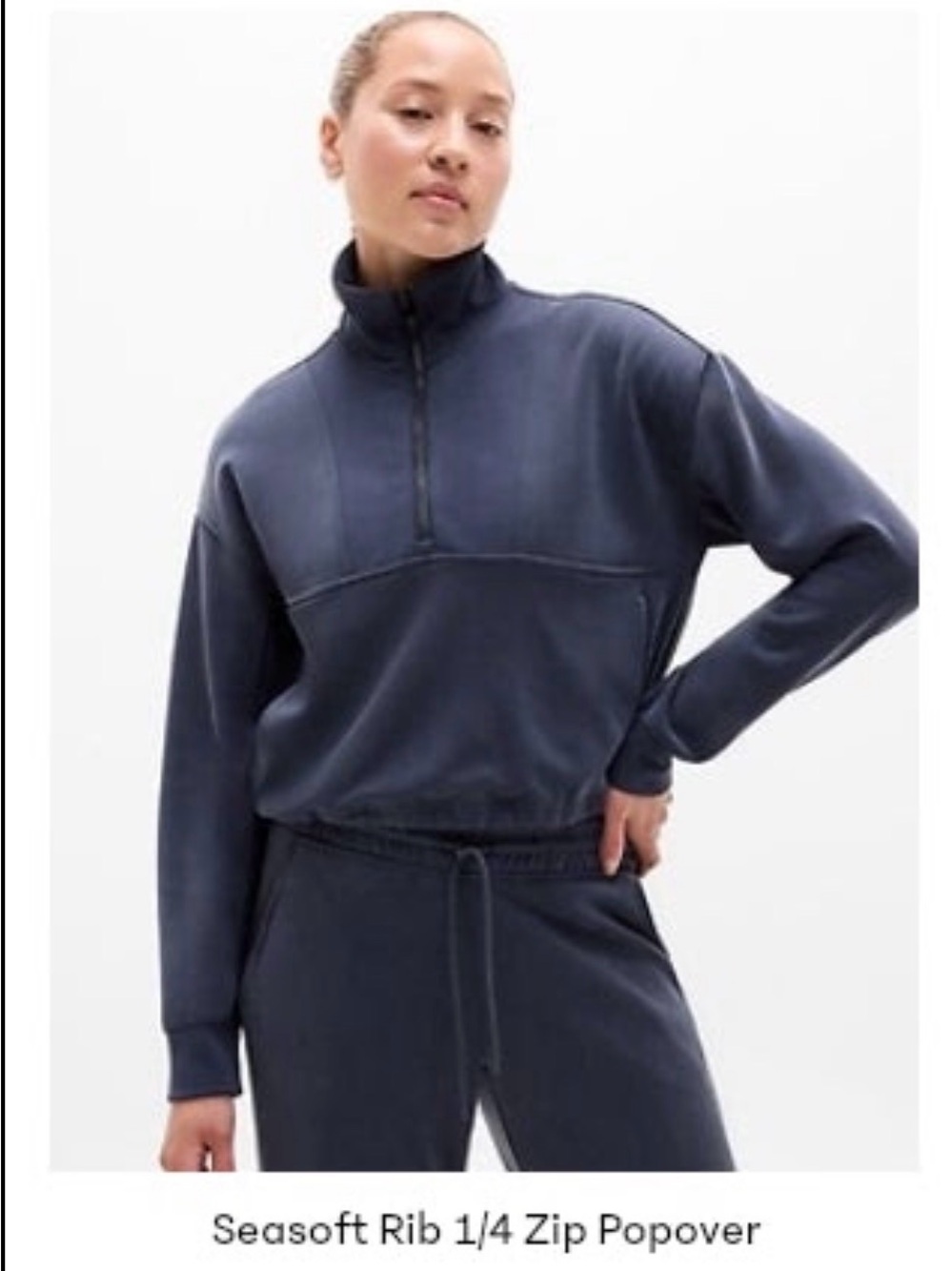Athleta Seasoft Rib 1/4 Zip Popover - Navy